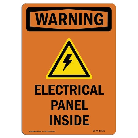 Signmission Safety Sign, OSHA WARNING, 18" Height, Rigid Plastic, Electrical Panel Inside, Portrait OS-WS-P-1218-V-13130